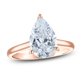Pear-Shaped Lab-Grown Diamond Solitaire Plus Engagement Ring 3-1/8 ct tw 18K Rose Gold (VS2/F)