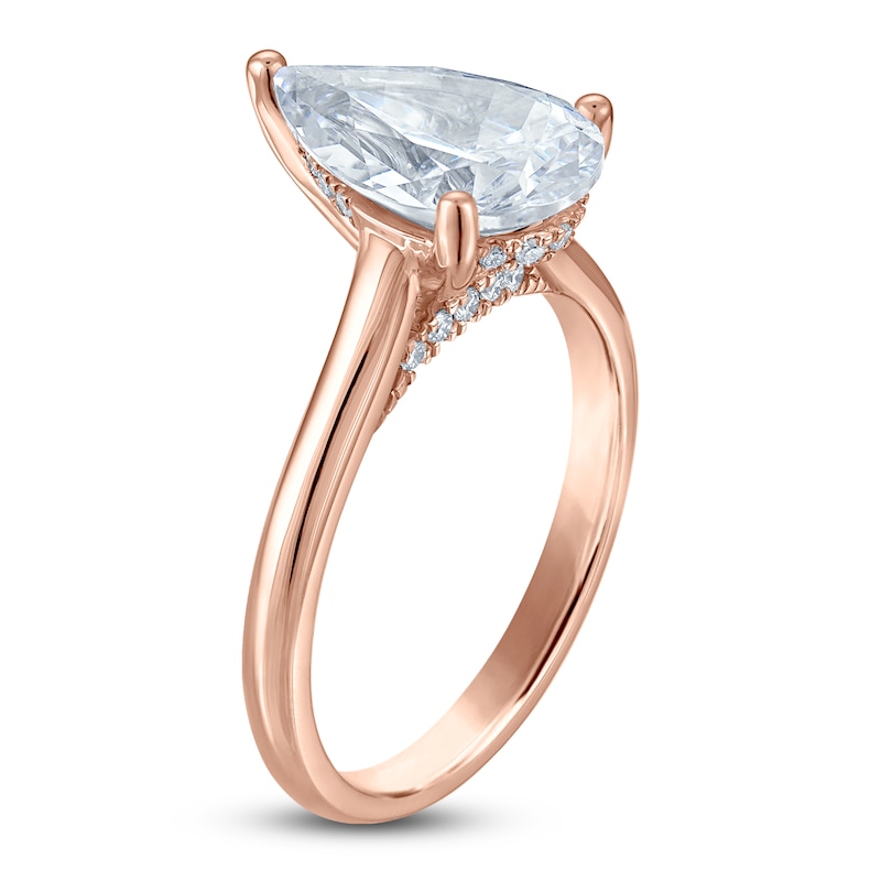 Main Image 2 of Pear-Shaped Lab-Grown Diamond Solitaire Plus Engagement Ring 3-1/8 ct tw 18K Rose Gold (VS2/F)