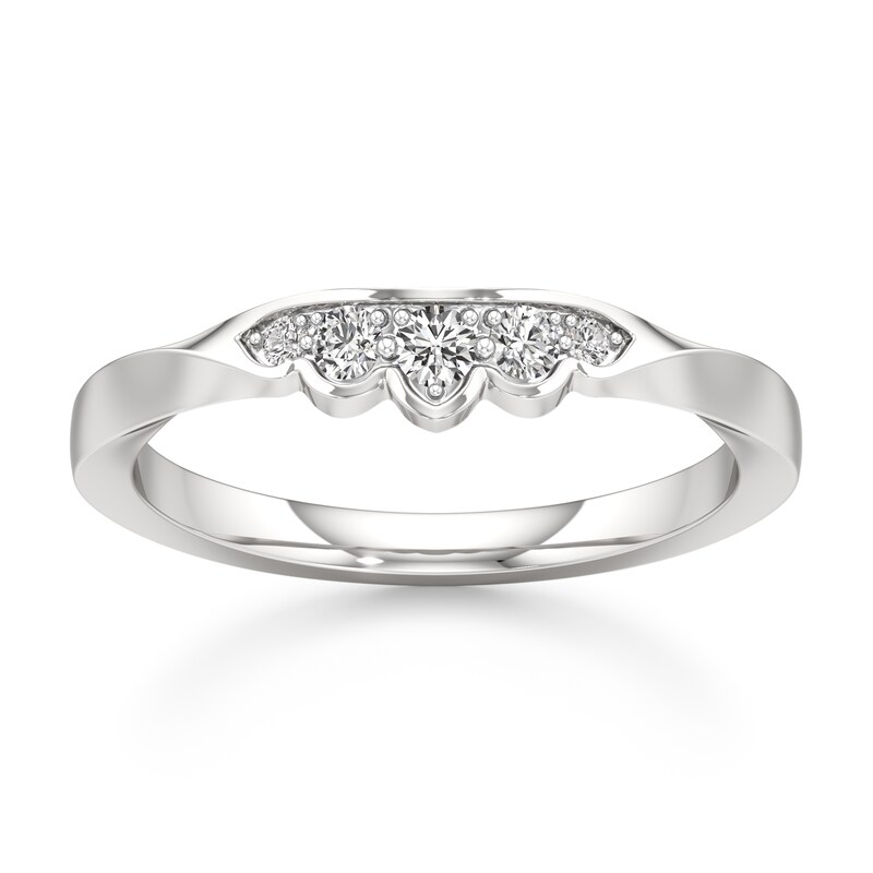 Main Image 1 of J'Lure Lab-Grown Diamond Scalloped Wedding Band 1/8 ct tw 18K White Gold