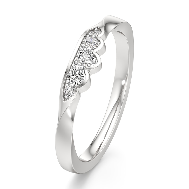 Main Image 4 of J'Lure Lab-Grown Diamond Scalloped Wedding Band 1/8 ct tw 18K White Gold