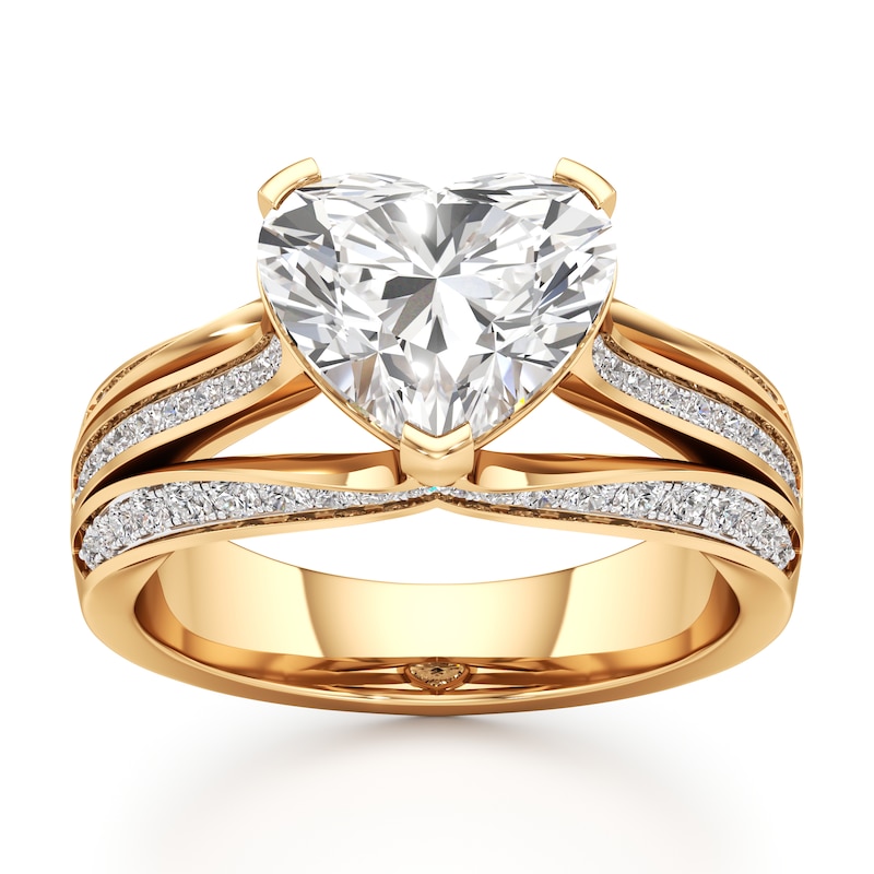 Main Image 1 of J'Lure Lab-Grown Diamond Heart Brilliant-Cut Engagement Ring 3-1/2 ct tw 18K Yellow Gold