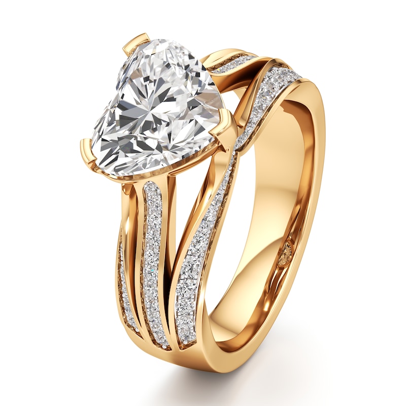 Main Image 4 of J'Lure Lab-Grown Diamond Heart Brilliant-Cut Engagement Ring 3-1/2 ct tw 18K Yellow Gold