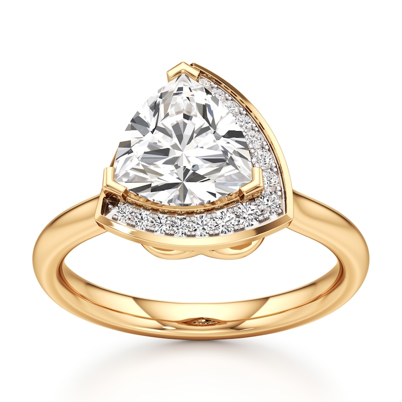 Main Image 1 of J'Lure Trillion Curved Brilliant-Cut Lab-Grown Diamond Half-Halo Engagement Ring 2 ct tw 18K Yellow Gold