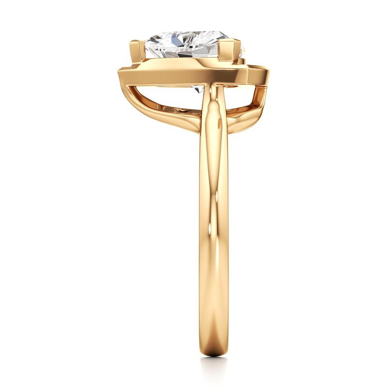 Main Image 3 of J'Lure Trillion Curved Brilliant-Cut Lab-Grown Diamond Half-Halo Engagement Ring 2 ct tw 18K Yellow Gold