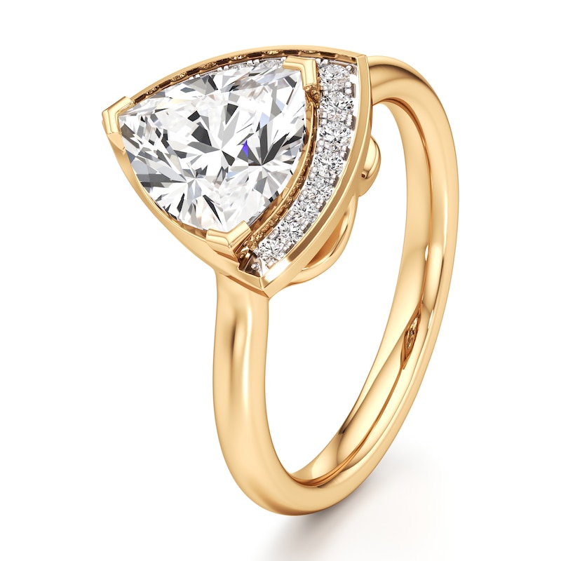 Main Image 4 of J'Lure Trillion Curved Brilliant-Cut Lab-Grown Diamond Half-Halo Engagement Ring 2 ct tw 18K Yellow Gold