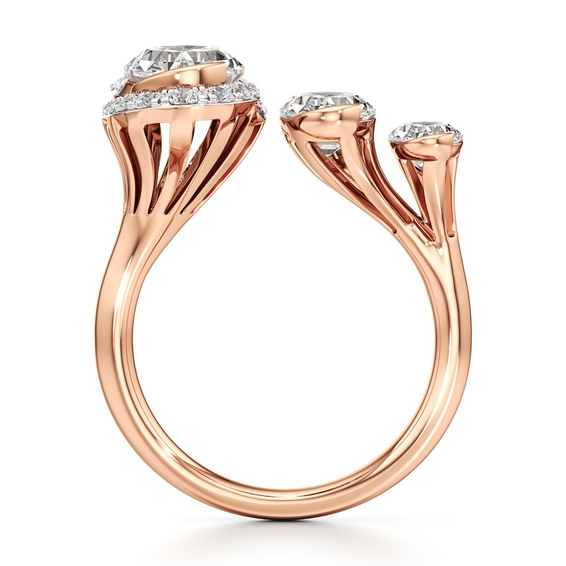 Main Image 2 of J'Lure Oval Step-Cut Lab-Created Diamond Engagement Ring 3-3/4 ct tw 18K Rose Gold