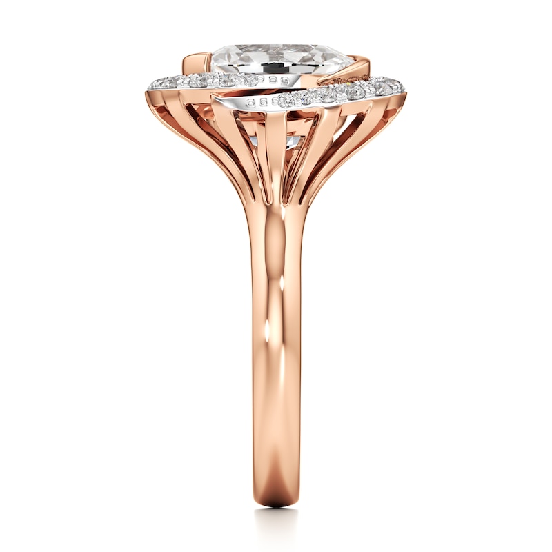Main Image 3 of J'Lure Oval Step-Cut Lab-Created Diamond Engagement Ring 3-3/4 ct tw 18K Rose Gold