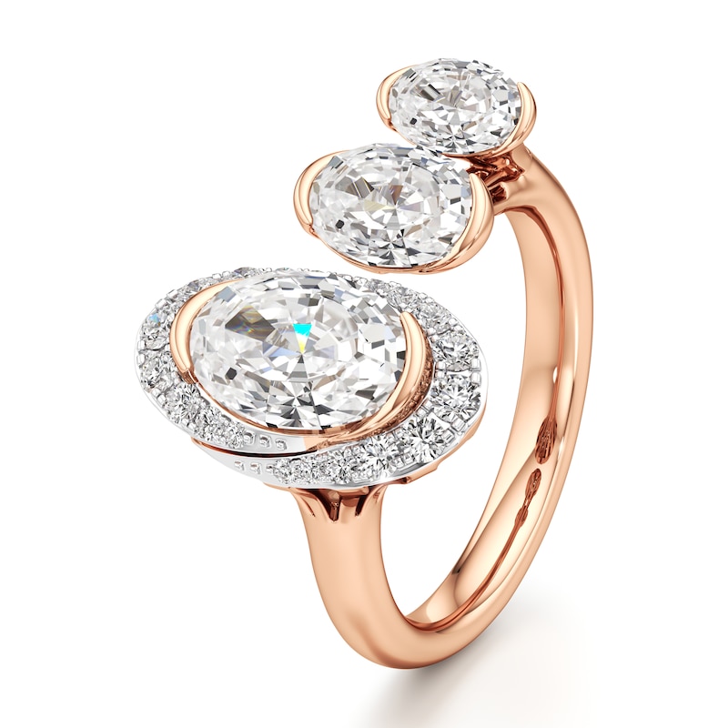 Main Image 4 of J'Lure Oval Step-Cut Lab-Created Diamond Engagement Ring 3-3/4 ct tw 18K Rose Gold
