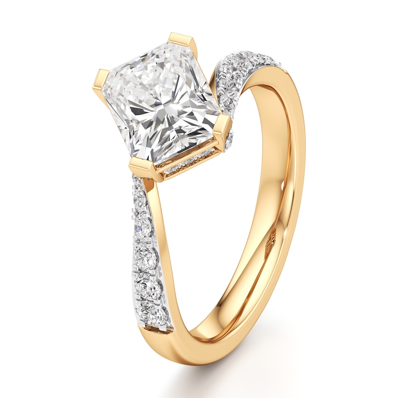Main Image 4 of J'Lure Radiant Brilliant-Cut Lab-Grown Diamond Bypass Engagement Ring 2-3/8 ct tw 18K Yellow Gold