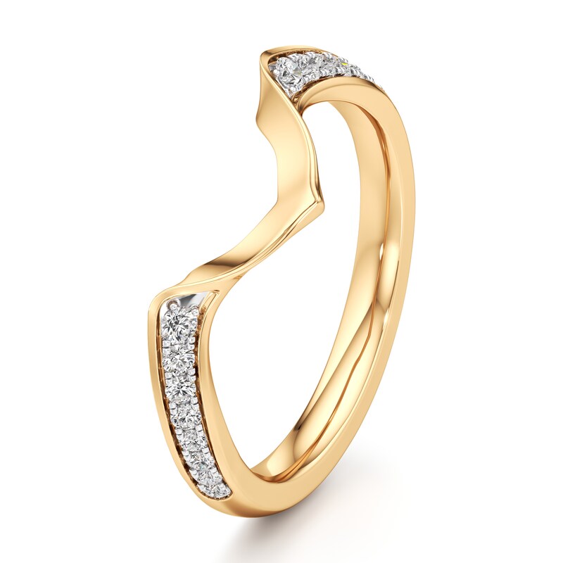 Main Image 4 of J'Lure Lab-Grown Diamond Contour Wedding Band 1/8 ct tw 18K Yellow Gold