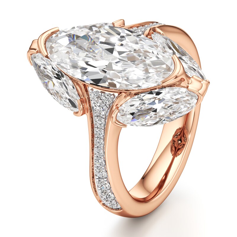 Main Image 4 of J'Lure Moval Old-Cut Lab-Grown Diamond Engagement Ring 5-5/8 ct tw 18K Rose Gold