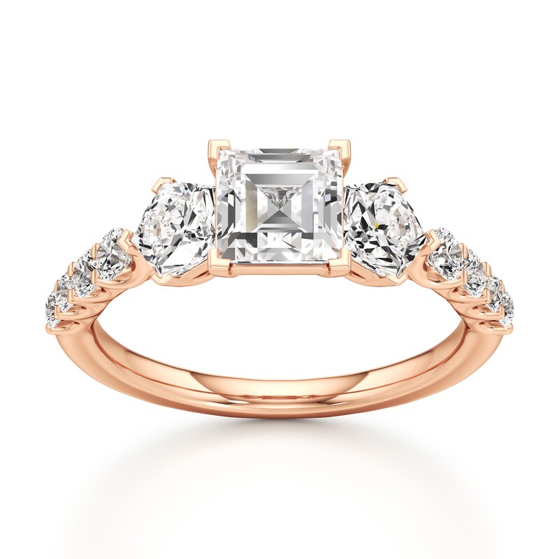 Main Image 1 of J'Lure Carre Step-Cut Lab-Created Diamond Engagement Ring 2 ct tw 18K Rose Gold