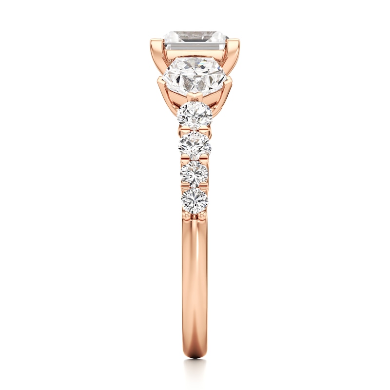 Main Image 3 of J'Lure Carre Step-Cut Lab-Created Diamond Engagement Ring 2 ct tw 18K Rose Gold