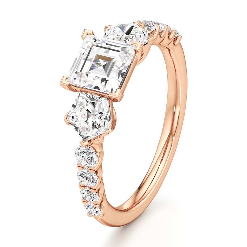 Main Image 4 of J'Lure Carre Step-Cut Lab-Created Diamond Engagement Ring 2 ct tw 18K Rose Gold