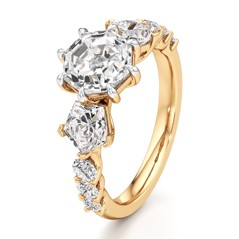 Main Image 4 of J'Lure Octagon Step-Cut Lab-Grown Diamond Engagement Ring 3-1/2 ct tw 18K Yellow Gold