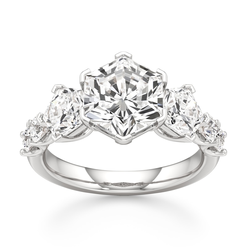 Main Image 1 of J'Lure Hexagon Brilliant-Cut Lab-Grown Diamond Engagement Ring 4-3/4 ct tw 18K White Gold