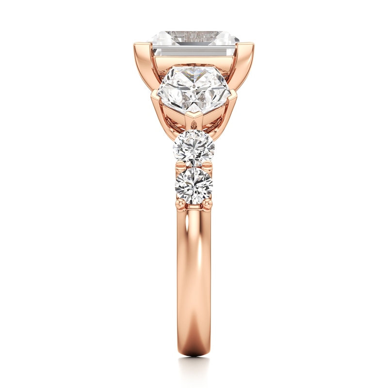 Main Image 3 of J'Lure Carre Step-Cut Lab-Created Diamond Engagement Ring 4-3/4 ct tw 18K Rose Gold
