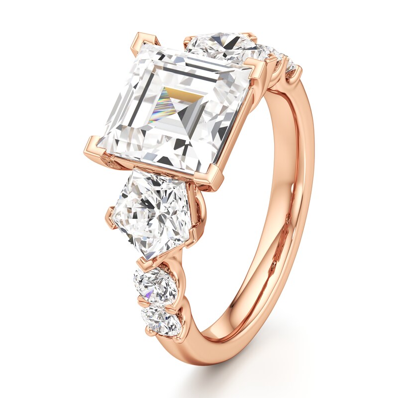 Main Image 4 of J'Lure Carre Step-Cut Lab-Created Diamond Engagement Ring 4-3/4 ct tw 18K Rose Gold