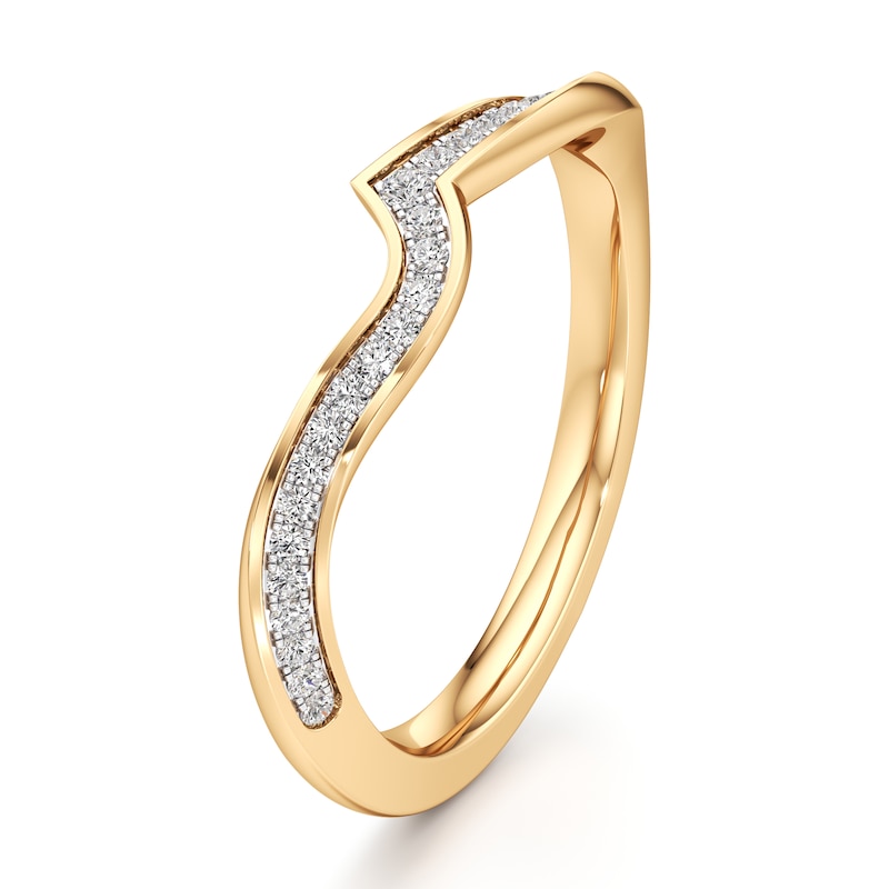 Main Image 4 of J'Lure Lab-Grown Diamond Contour Wedding Band 1/8 ct tw 18K Yellow Gold