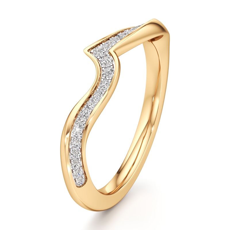 Main Image 4 of J'Lure Lab-Grown Diamond Contour Wedding Band 1/6 ct tw 18K Yellow Gold