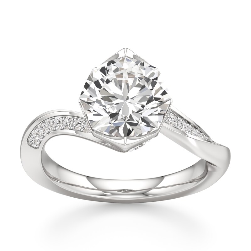 Main Image 1 of J'Lure Octagon Brilliant-Cut Lab-Grown Diamond Bypass Engagement Ring 3-1/6 ct tw 18K White Gold