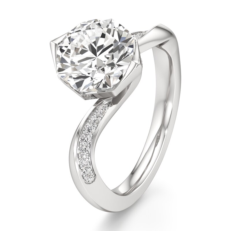 Main Image 4 of J'Lure Octagon Brilliant-Cut Lab-Grown Diamond Bypass Engagement Ring 3-1/6 ct tw 18K White Gold