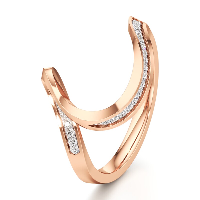 Main Image 4 of J'Lure Lab-Created Diamond Contour Wedding Band 1/6 ct tw 18K Rose Gold
