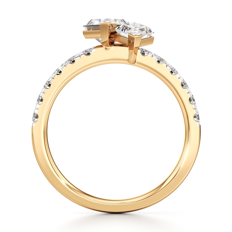 Main Image 2 of J'Lure Lozenge Step-Cut Two-Stone Lab-Created Diamond Engagement Ring 1-7/8 ct tw 18K Yellow Gold