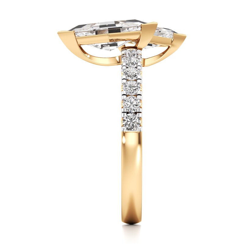 Main Image 3 of J'Lure Lozenge Step-Cut Two-Stone Lab-Created Diamond Engagement Ring 1-7/8 ct tw 18K Yellow Gold