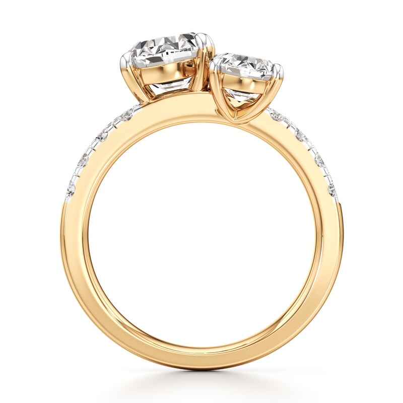 Main Image 2 of J'Lure Oval Step-Cut Two-Stone Lab-Grown Diamond Engagement Ring 3-1/3 ct tw 18K Yellow Gold