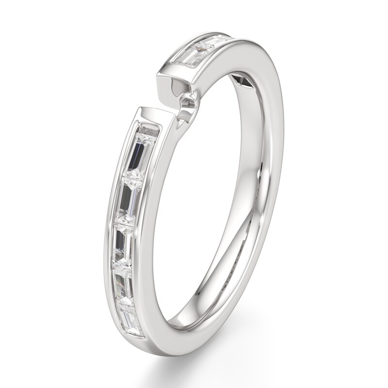 Main Image 4 of J'Lure Baguette-Cut Lab-Grown Diamond Contour Wedding Band 3/8 ct tw 18K White Gold
