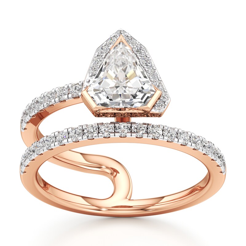 Main Image 1 of J'Lure Shield Step-Cut Lab-Created Diamond Spiral Engagement Ring 1-3/8 ct tw 18K Rose Gold