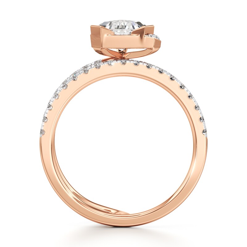 Main Image 2 of J'Lure Shield Step-Cut Lab-Created Diamond Spiral Engagement Ring 1-3/8 ct tw 18K Rose Gold
