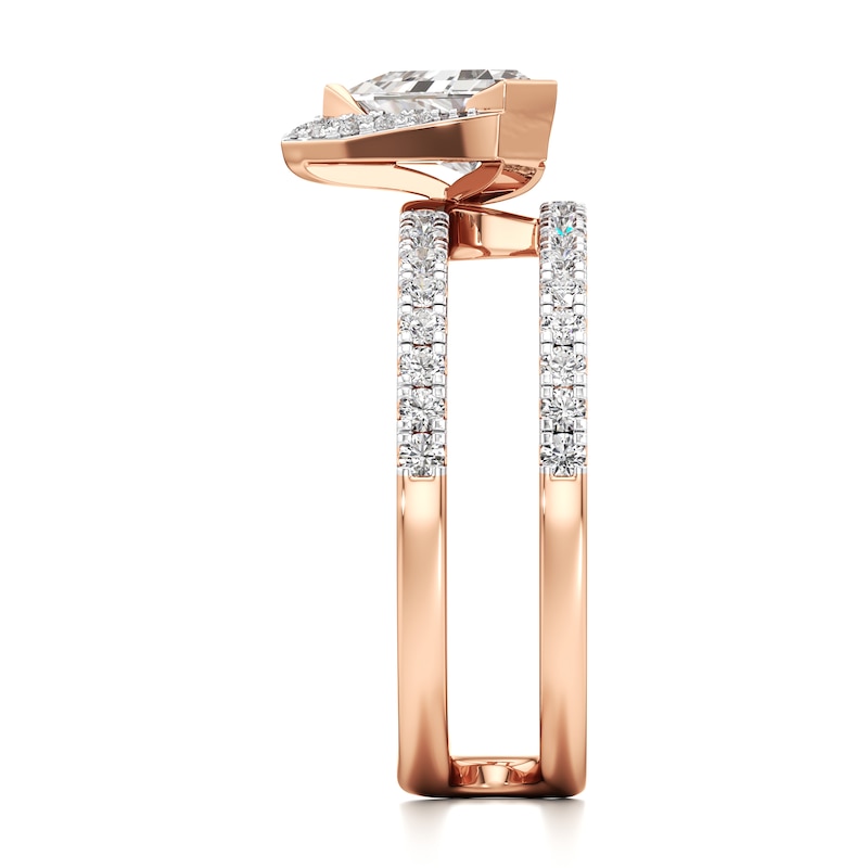 Main Image 3 of J'Lure Shield Step-Cut Lab-Created Diamond Spiral Engagement Ring 1-3/8 ct tw 18K Rose Gold