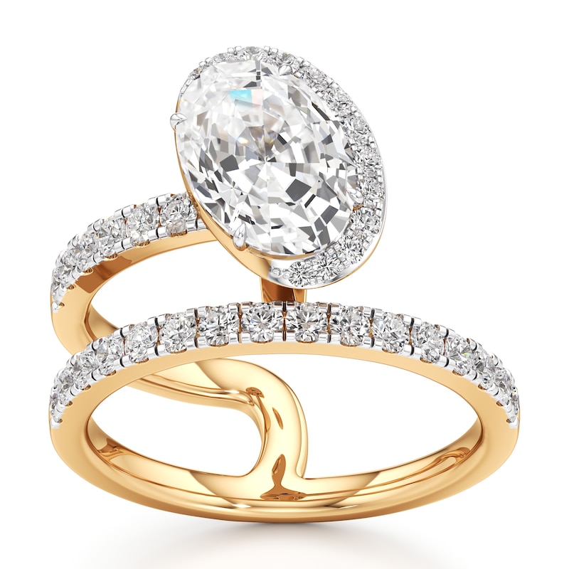 Main Image 1 of J'Lure Oval Step-Cut Lab-Grown Diamond Spiral Engagement Ring 2-5/8 ct tw 18K Yellow Gold