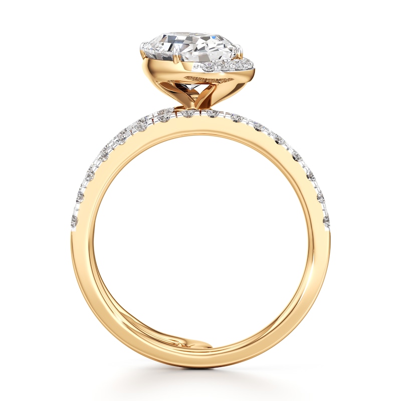 Main Image 2 of J'Lure Oval Step-Cut Lab-Grown Diamond Spiral Engagement Ring 2-5/8 ct tw 18K Yellow Gold