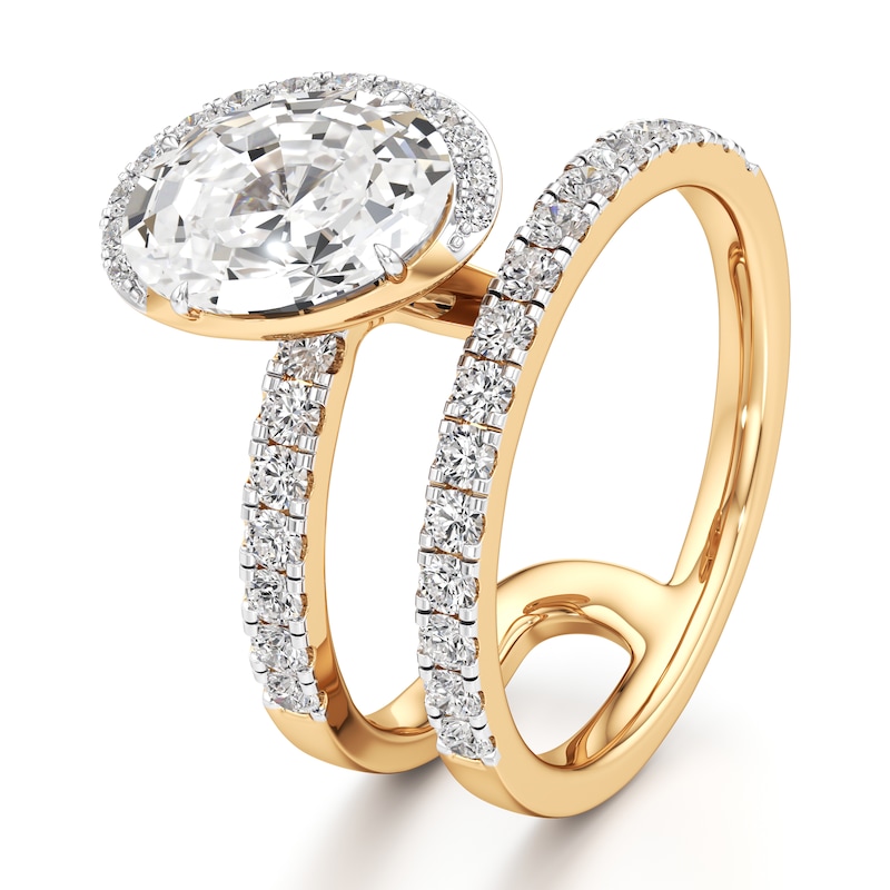 Main Image 4 of J'Lure Oval Step-Cut Lab-Grown Diamond Spiral Engagement Ring 2-5/8 ct tw 18K Yellow Gold