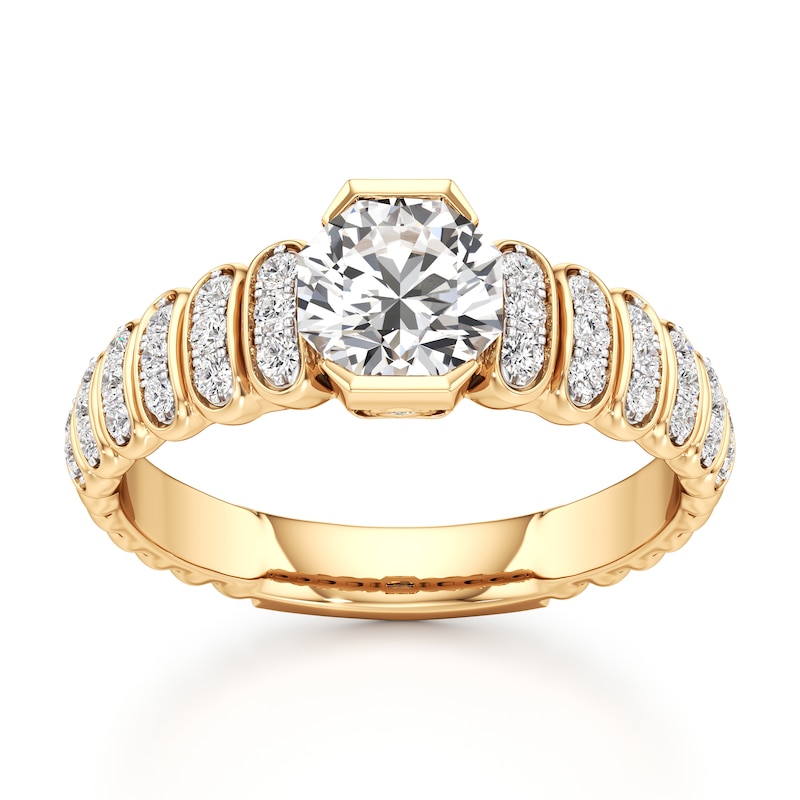Main Image 1 of J'Lure Octagon Brilliant-Cut Lab-Created Diamond Engagement Ring 1-1/4 ct tw 18K Yellow Gold