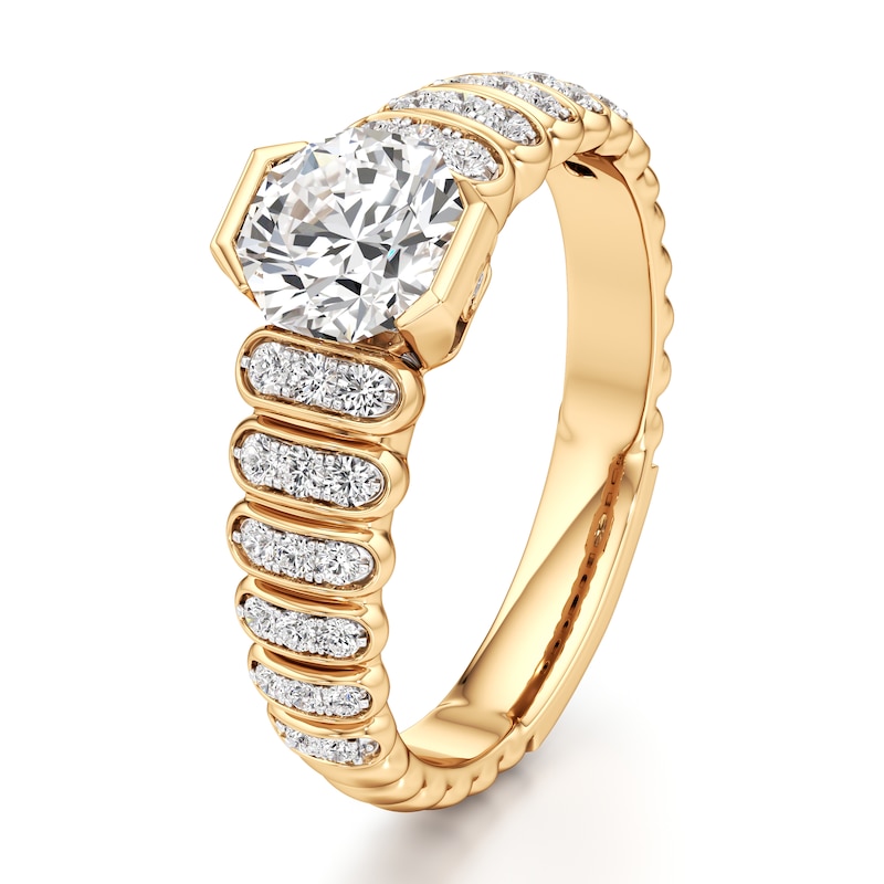 Main Image 4 of J'Lure Octagon Brilliant-Cut Lab-Created Diamond Engagement Ring 1-1/4 ct tw 18K Yellow Gold