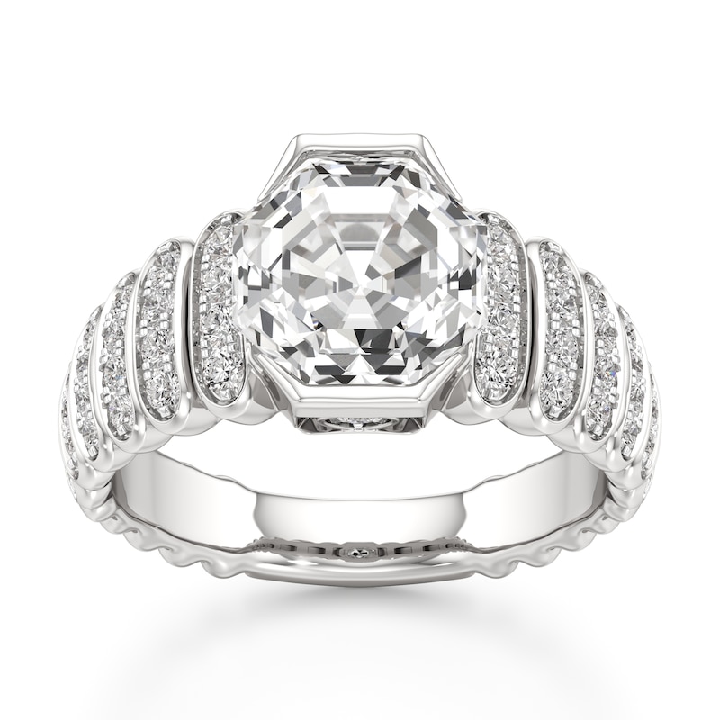 Main Image 1 of J'Lure Octagon Step-Cut Lab-Grown Diamond Engagement Ring 3-3/8 ct tw 18K White Gold