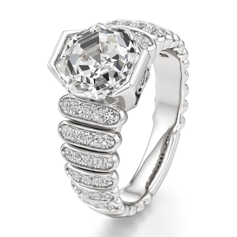 Main Image 4 of J'Lure Octagon Step-Cut Lab-Grown Diamond Engagement Ring 3-3/8 ct tw 18K White Gold