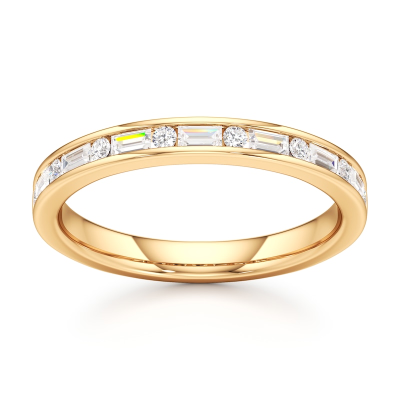 Main Image 1 of J'Lure Baguette & Round-Cut Lab-Grown Diamond Wedding Band 3/8 ct tw 18K Yellow Gold