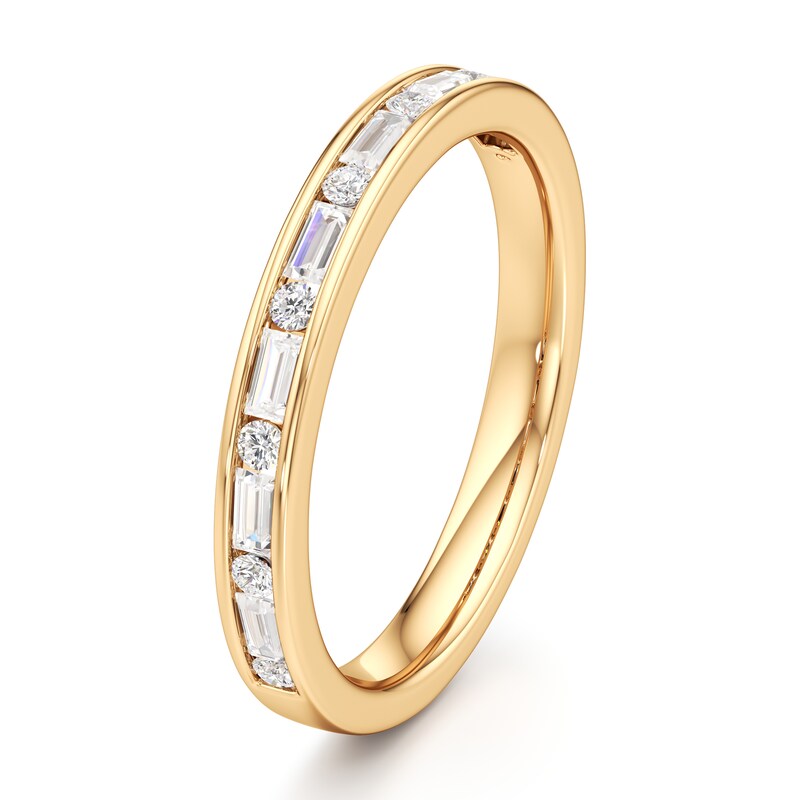 Main Image 4 of J'Lure Baguette & Round-Cut Lab-Grown Diamond Wedding Band 3/8 ct tw 18K Yellow Gold