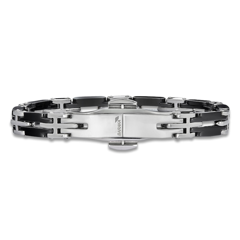 Main Image 4 of Baraka Men's Diamond Accent Link Bracelet Stainless Steel, Black Ceramic & 18K Rose Gold 8"