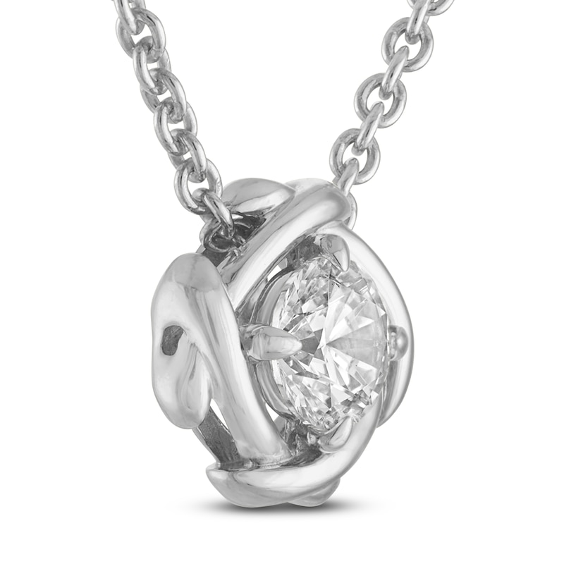 Main Image 2 of Unspoken Diamond Solitaire Necklace 1/2 ct tw 14K White Gold 18" (I1/I)