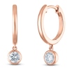 Thumbnail Image 2 of Round-Cut Lab-Grown Diamond Solitaire Dangle Hoop Earrings 1/2 ct tw 14K Rose Gold (SI2/F)