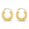 Thumbnail Image 2 of Stampato Greek Key Hoop Earrings 14K Yellow Gold