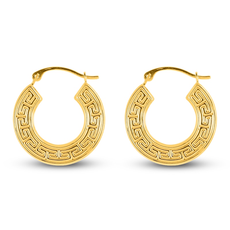 Main Image 2 of Stampato Greek Key Hoop Earrings 14K Yellow Gold