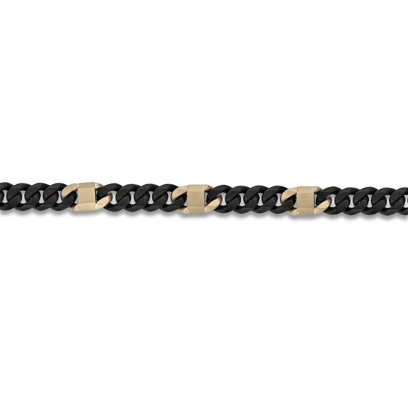 Main Image 3 of Men's Matte Curb Chain Bracelet 6mm Black & Yellow Ion-Plated Stainless Steel 8.5"