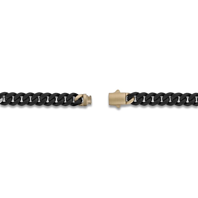 Main Image 4 of Men's Matte Curb Chain Bracelet 6mm Black & Yellow Ion-Plated Stainless Steel 8.5"